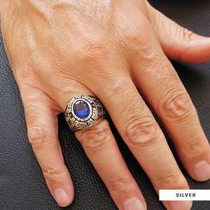 Bague d'Université Personnalisée BOJ RCJ 012 en Argent et Diamant, Unisexe, Cadeau de Remise de Diplôme, Occasions Spéciales, Prix Bas - Product Image 4