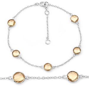 Bracelet en Citrine Naturelle Certifiée, en Argent Sterling, Délicat, Sertissage à 5 Stations, Pierre de Naissance de Novembre, Cadeau Bijou - Product Image 5