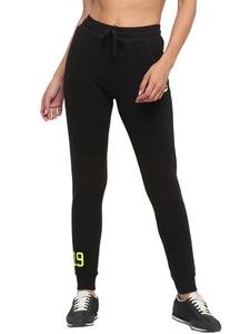 Black Sweatpants With Neon Green 19 Print Elastic Waist Drawstring Casual Joggers Autumn Wear - Product Image 1