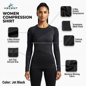 Camiseta Deportiva de Compresión de Manga Larga para Mujer, Absorbe la Humedad, para Gimnasio, Fitness, Running, Deporte, Venta al Por Mayor OEM - Product Image 6