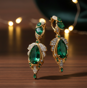 New Arrival Green Hydro Drop Earrings 925 Sterling <b>Silver</b> with 18K Gold Plated Fashion Jewelry Earrings for <b>Weddings</b> Wear - Product Image 2