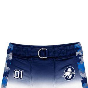 White & Royal Blue American Football <b>Compression</b> Shorts with Integrated Hip and Thigh Pads for Practice, Match & Training - Product Image 3