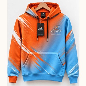 Wholesale Direct Ziakot Industry Custom Stitched Orange <b>Brown</b> Fade Fashion Sports Pullover Sweatshirt Hoodie - Product Image 4