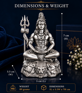 Jaipur Metals - Ídolo de Mahadev Chapado en Plata Oxidada 999 |   Estatua del Dios Shiva 100% en Latón |   Regalo de Inauguración de Casa o Pooja |   5x5.5x7cm - Product Image 2
