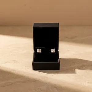 Princess Cut 6.00x6.00mm Filled Diamond <b>Stud</b> <b>Earrings</b> 18K Solid Gold IGI Certified Luxury Women Classic Engagement Jewelry - Product Image 5