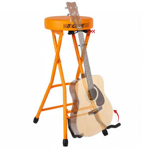 5Core Guitar Stool 3.15" Padded Chair Foldable Heavy Duty Music Seat Built in <b>Foot</b> <b>Rest</b> Guitar Stand - Product Image 1