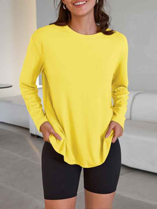 Camiseta básica de manga larga extragrande de algodón unisex para mujer, directo de fábrica - Product Image 6