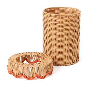 Natural Rattan Waste Basket Classic Open Top Trash Can Eco-Friendly <b>Paper</b> Bin for Bedroom Decor Customizable Size - Product Image 3