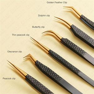Custom Black Gold Eyelash Extension Tweezers Set Stainless Steel Pointed Tip Multi Color Options Professional Lash <b>Tools</b> - Product Image 4