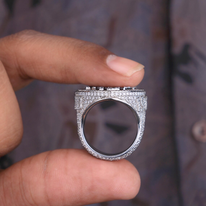 Bague en argent avec lettre en diamant Moissanite VVS, style Hip-Hop Iced Out, initiales en grappe, luxe, pour homme, personnalisable avec nom - Product Image 6