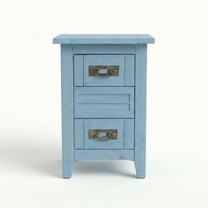 Table basse moderne PKP avec 2 tiroirs, bois d'hévéa blanc, MDF, meubles de salon, durable, garantie 1 an, bleu - Product Image 1