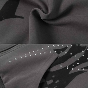 Sweat à capuche zippé pour homme, effet délavé, polyester/coton, léger, style vintage, coupe oversize, streetwear, design découpé, hiver - Product Image 4