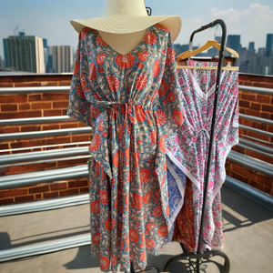 Kaftan moderne et confortable pour femme, doux, naturel, estival, décontracté, imprimé floral, élégant, indien, longueur genou, lavable - Product Image 4