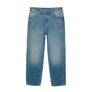Jeans décontractés pour hommes, taille mi-haute, coupe ample, en denim bleu foncé, évasés à jambe large, respirants, teint uni, pour hommes et femmes, Fabricant - Product Image 6
