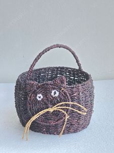 Panier décoratif FELINE FUN en jonc de mer pour rangement, organisateur pour salle de bain et buanderie - Product Image 4