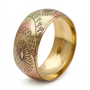 กำไลข้อมือทองชุบลายดอกไม้สีม่วงเพ้นท์มือ  กำไลทองเหลืองเคลือบลายดอกไม้  เครื่องประดับสไตล์อินเดีย ขายส่ง B2B - Product Image 2