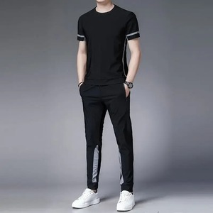 Conjunto Deportivo Informal Transpirable con Capucha y Estampado para Otoño, Unisex, Camiseta de Manga Larga de Color Sólido, Pantalones con Cintura Elástica y Bolsillos Laterales - Product Image 3