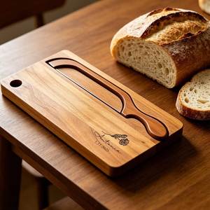 Juego de tablas de cortar de madera Noble Wood, rectangular, con mango, nombre y fecha grabados, juego de tablas de cortar para cocina. - Product Image 1