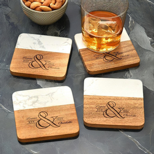 Modern Design Wooden Drink Coasters Set of 4 for Tea Cups <b>Coffee</b> Mugs Beer <b>Cans</b> Bar Tumblers and Water Glasses - Product Image 4