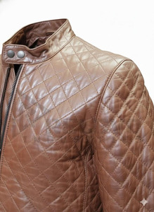Chaqueta de Invierno de Cuero Marrón para Hombre, Acabado Desgastado, Estilo Urbano, Cuello Alto, Resistente al Viento, Prenda Exterior Informal - Product Image 4