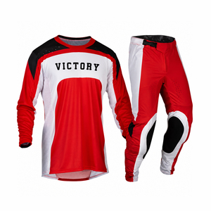 ชุดเสื้อเจอร์ซีย์และกางเกงมอเตอร์ครอสสีแดงขาวแบบกำหนดเอง ปี 2026 สำหรับผู้ชายและผู้หญิง ระบายอากาศได้ดี ชุดแข่งรถวิบาก MX อุปกรณ์แข่งรถเอ็นดูโร่ เสื้อผ้าสำหรับขี่มอเตอร์ไซค์ - Product Image 3