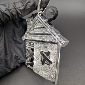 Colgante Personalizado de Plata de Ley 925 con Forma de Casa para Hombre, con Incrustaciones de Moissanita VVS, Estilo Hip Hop, Certificado IGI - Product Image 6