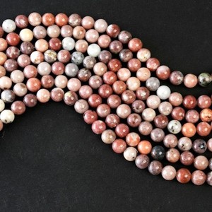 Cuentas redondas lisas de jaspe de flor de cerezo natural de 4MM, 6MM, 8MM, 10MM, cuentas de piedras preciosas sueltas para hacer joyas, collar y pulsera DIY - Product Image 1