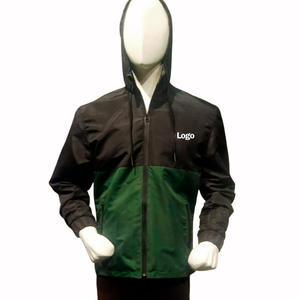 Coated Colorblock Breathable Canvas Winter <b>Hooded</b> Lightweight Water Resistant <b>Soft</b> <b>Shell</b> <b>Jacket</b> Contrast Panel Long Sleeve Front - Product Image 1