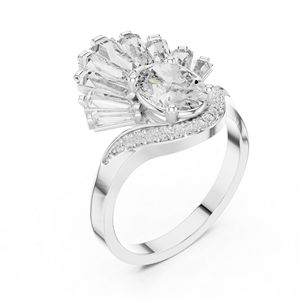 14K Rose <b>Gold</b> Oval Baguette & Round Lab-Grown Diamond Stud <b>Ring</b> for Women | Wedding | New Grown Diamond - Product Image 6