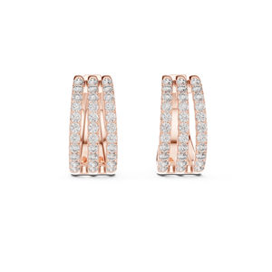 Boucles d'oreilles en or jaune 14 carats avec diamants de laboratoire ronds pour femmes |   Vêtements de mariée |   Nouveau diamant cultivé - Product Image 3