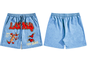 Shorts de sport en molleton 100 % coton épais pour hommes, respirants, avec impression sérigraphiée, vente en gros - Product Image 5