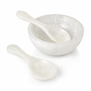 Ustensiles de service pour salade en résine écologique, cuillère et fourchette à manche ondulé, faits à la main, durables, compatibles lave-vaisselle/micro-ondes/four, couleur personnalisable - Product Image 6