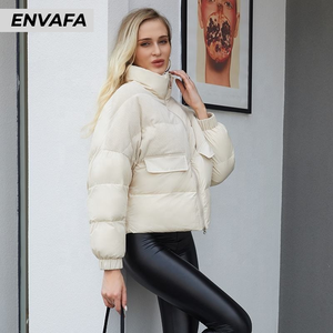 Chaqueta de plumón corta con cremallera para mujer, nueva, a la moda, cálida, informal, estilo burbuja, venta al por mayor - Product Image 3