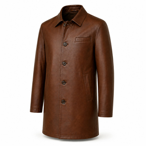 Chaqueta de Cuero Personalizada para Hombre, Chaqueta de Motociclista de Cuero Genuino, Abrigo Vintage de Moda para Invierno, Proveedor Mayorista OEM ODM - Product Image 3
