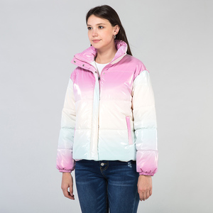 Wholesale Gradient Shiny Down <b>Jacket</b> New Shiny <b>Quilted</b> <b>Jacket</b> Autumn Winter Warm Women Outerwear - Product Image 5