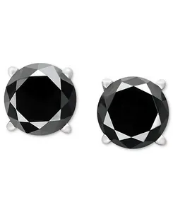 Sterling <b>Silver</b> 14K Gold Plated Women's <b>Stud</b> <b>Earrings</b> with Round Brilliant Cut Moissanite in Claw Setting - Product Image 5