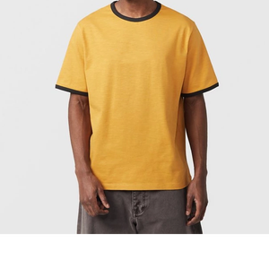 T-shirt formel imprimé vintage pour homme 2025, 100 % coton teint en fil, tissé, qualité de couture supérieure personnalisée, coupe régulière, long et uni - Product Image 2