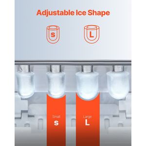 Macchina per il Ghiaccio Portatile da Bancone con Funzione di Autopulizia, 9 Cubetti Pronti in 6 Minuti, 33 Libbre in 24 Ore, Include Paletta e Cestello - Product Image 3