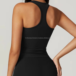 Gray Solid Square Neck Racerback Crop <b>Top</b> Front Logo Breathable Spandex/Polyester <b>Sweat</b>-Wicking Yoga Wear 2-Piece Set for Women - Product Image 5