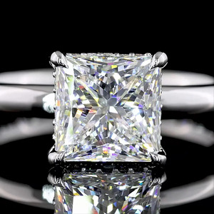 Anillo de Compromiso Solitario con Diamante de Corte Princesa Cultivado en Laboratorio, Certificado por IGI, Oro 10K 14K 18K, Plata 925 935, Lujoso, para Aniversario o Fiesta - Product Image 2