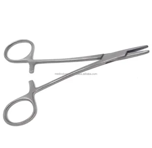 Porte-aiguille manuel en acier inoxydable Webster 5 pouces, à mors lisses et biseautés, instrument chirurgical vétérinaire durable, certifié CE ISO - Product Image 1