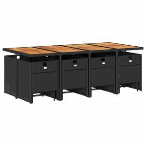 Conjunto de comedor de jardín en negro y marrón con cojines color crema - Product Image 3