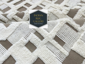 Moroccan Berber High Piles Handknotted Washable Pure New Zealand Wool Fluffy Ribbed Flatweave Rectangle Stain Resistant USA - Product Image 2