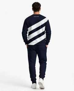 ONETEN APPAREL Sudadera de cuello redondo a rayas blancas y azules para hombre, jersey informal de manga larga - Product Image 6