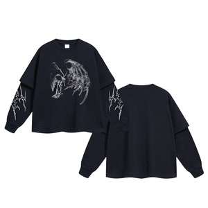 Camiseta de Hombre de Primera Calidad, 100% Algodón, Doble Capa, Manga Larga, Corte Holgado, Cómoda, Nuevo Estilo con Diseño Estampado - Product Image 1