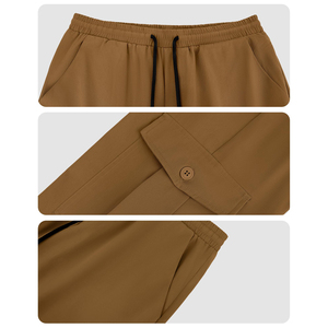Pantalones Cargo de Color Sólido para Hombre, Cintura Elástica con Cordón, Pantalones Largos Casuales, Múltiples Bolsillos, Tela de Lona Transpirable, Ropa de Primavera - Product Image 5