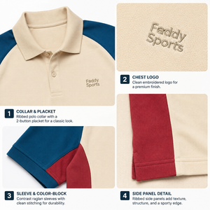 Polo personnalisé pour homme, color block, broderie vintage, manches courtes, coton respirant, vêtements de sport décontractés, tee-shirt de golf, vente en gros - Product Image 4