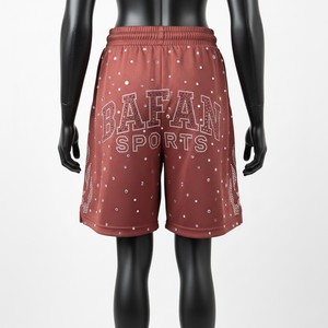 Short de basket-ball pour femmes en tissu mesh polyester léger et respirant avec logo en strass thermocollé - Product Image 2