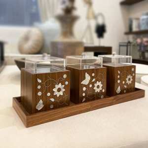 High Quality MOP Wood Tray 3 <b>Boxes</b> Giveaway Box Ramadan Eid Holiday Party Tableware Wholesale From Vietnam - Product Image 4