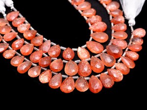 Perles de pierre de soleil naturelle 8x12MM facettées en forme de poire, perles de pierre de soleil orange pour la fabrication de bijoux, fournitures en gros - Product Image 3